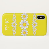 Coques Case-Mate iPhone Fleurs marguerites blanches modernes Jaune (Dos (Horizontal))