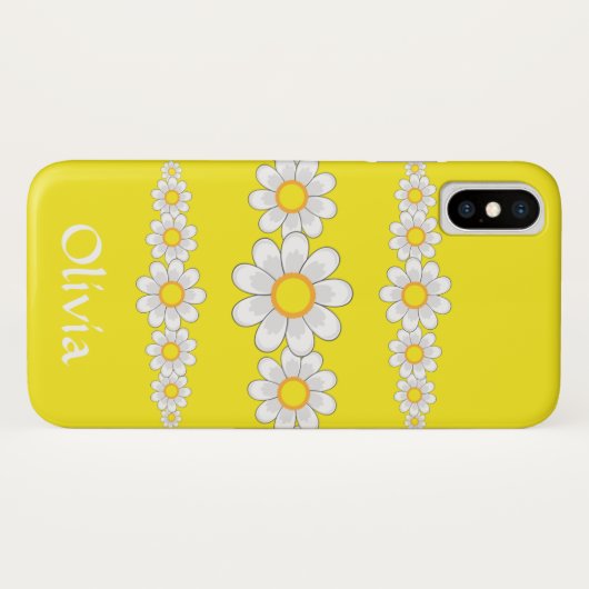Coques Case-Mate iPhone Fleurs marguerites blanches modernes Jaune (Dos (Horizontal))