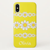 Coques Case-Mate iPhone Fleurs marguerites blanches modernes Jaune (Dos)