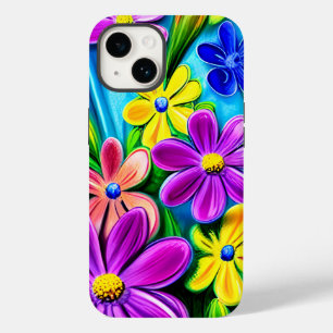 Coque Pour iPhone 14 Fleurs marguerites colorées personnalisées