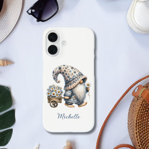 Coques iPhone 16 Fleurs marguerites Gnome Monogramme personnalisé