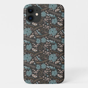 Case-Mate iPhone Case Fleurs mélangées de printemps foncé Turquoise gris