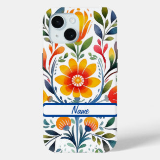 Coque Pour iPhone 15 Fleurs Mexicaines Design Coque-Mate