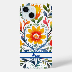 Coque Pour iPhone 15 Fleurs mexicaines design dur