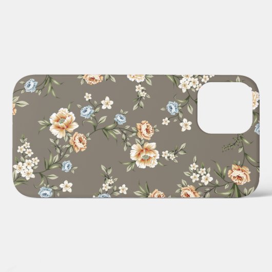 Coques Case-Mate iPhone fleurs mignonnes avec motif feuille sur fond gris (Verso (horizontal))