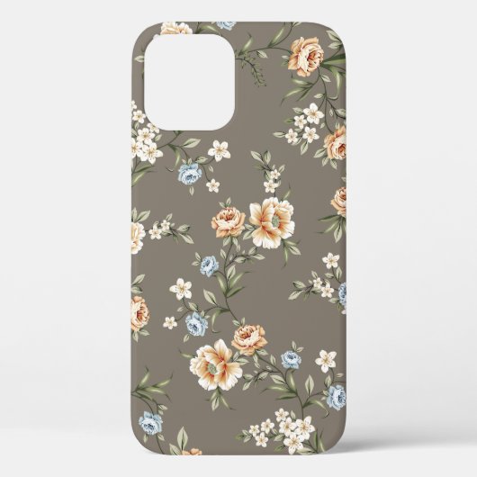 Coques Case-Mate iPhone fleurs mignonnes avec motif feuille sur fond gris (Verso)
