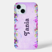 Coques Case-Mate iPhone Fleurs mignonnes et papillons sur violet (Verso)