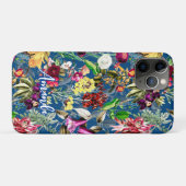 Coques Case-Mate iPhone Fleurs mignonnes feuille bleu monogramme motif (Dos (Horizontal))