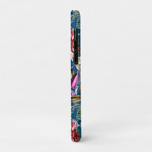 Coques Case-Mate iPhone Fleurs mignonnes feuille bleu monogramme motif (Dos/Gauche)