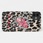 Coques Case-Mate iPhone Fleurs modernes sur Empreinte de léopard (Dos (Horizontal))