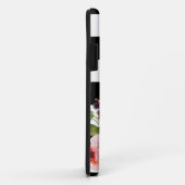 Coques Case-Mate iPhone Fleurs - Monogramme rayures noir et blanc (Dos/Droite)