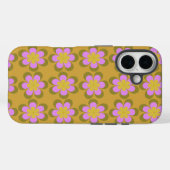 Coques Case-Mate iPhone Fleurs Mood rétro Motif en Jaune et Violet (Verso (horizontal))
