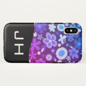 Coques Case-Mate iPhone fleurs motifs nature / violet / monogramme (Dos (Horizontal))