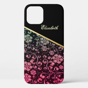 Case-Mate iPhone Case Fleurs noires dorées tendance personnalisées