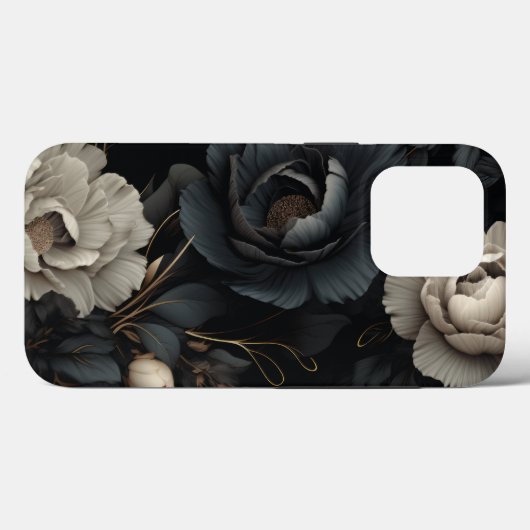 Coques Case-Mate iPhone Fleurs noires et blanches (Verso (horizontal))