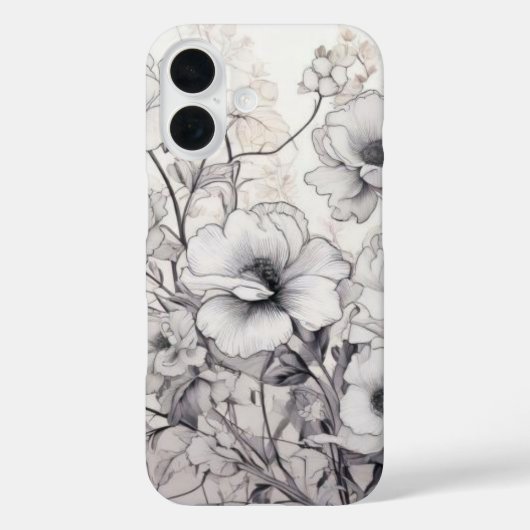 Coques Case-Mate iPhone Fleurs noires et blanches (Verso)
