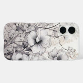 Coques Case-Mate iPhone Fleurs noires et blanches (Verso (horizontal))