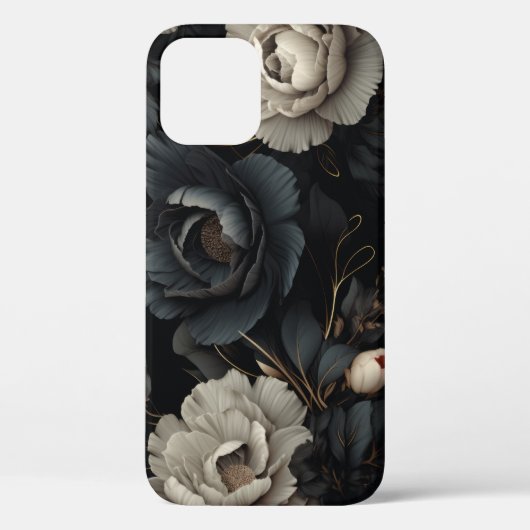 Coques Case-Mate iPhone Fleurs noires et blanches (Verso)
