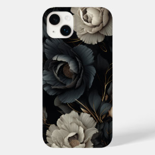 Coque Pour iPhone 14 Plus Fleurs noires et blanches