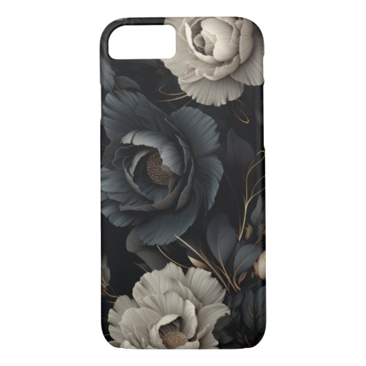 Coques Case-Mate iPhone Fleurs noires et blanches (Dos)
