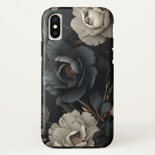 Coques Case-Mate iPhone Fleurs noires et blanches (Dos)