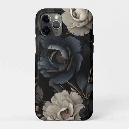 Coques Case-Mate iPhone Fleurs noires et blanches (Dos)