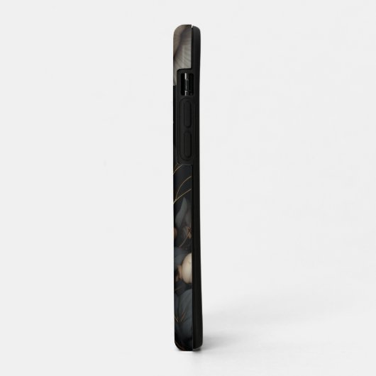 Coques Case-Mate iPhone Fleurs noires et blanches (Dos/Gauche)