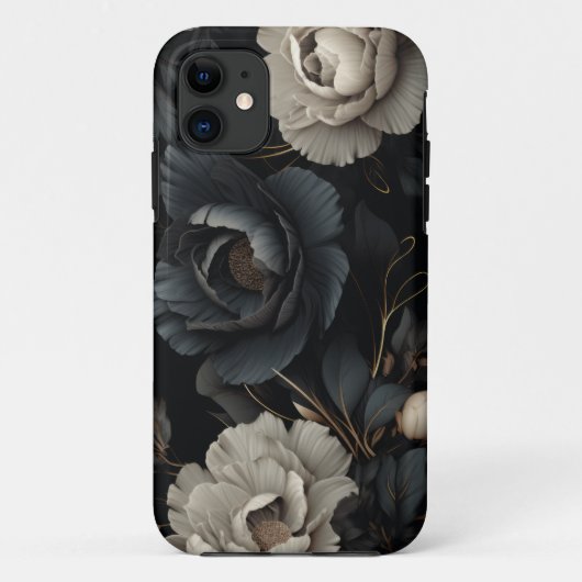 Coques Case-Mate iPhone Fleurs noires et blanches (Dos)