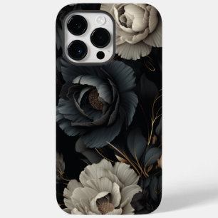 Coque Pour Pour iPhone 14 Pro Max Fleurs noires et blanches