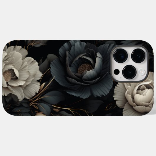 Coques Case-Mate iPhone Fleurs noires et blanches (Verso (horizontal))