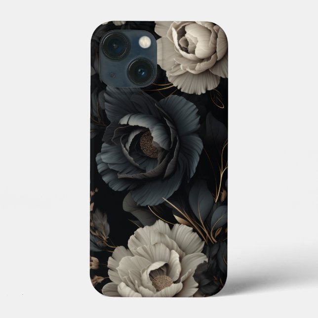Coques Case-Mate iPhone Fleurs noires et blanches (Verso)