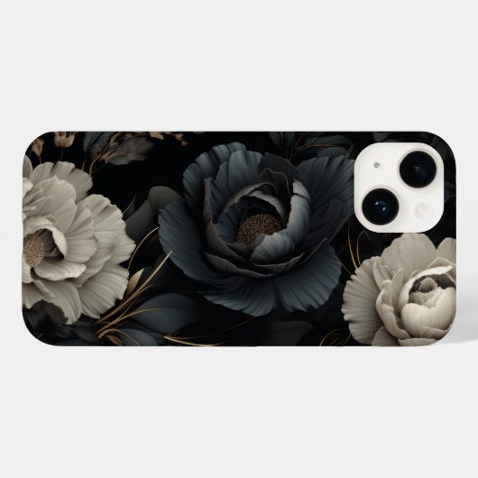 Coques Case-Mate iPhone Fleurs noires et blanches (Verso (horizontal))