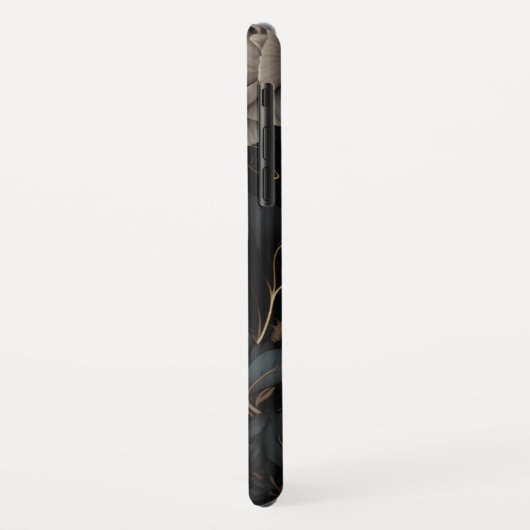 Coques Case-Mate iPhone Fleurs noires et blanches (Dos/Gauche)