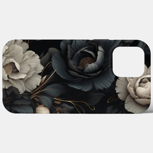 Coques Case-Mate iPhone Fleurs noires et blanches (Verso (horizontal))