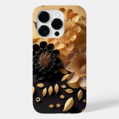 Coques Case-Mate iPhone Fleurs noires et or 3D (Verso)