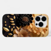 Coques Case-Mate iPhone Fleurs noires et or 3D (Verso (horizontal))