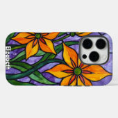 Coques Case-Mate iPhone Fleurs orange gras avec Arrière - plan violet (Verso (horizontal))