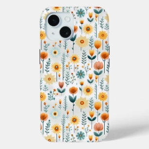 Coque Pour iPhone 15 Fleurs orange Motif coloré