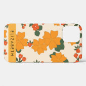 Coques Case-Mate iPhone Fleurs Oranges, Motif De Fleurs, Votre Nom (Verso (horizontal))