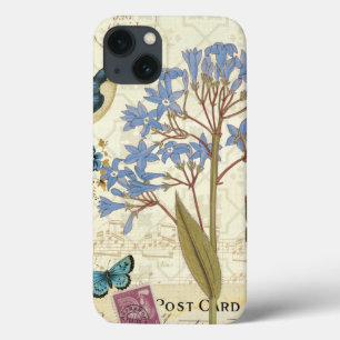 Coques Pour iPhone Fleurs, papillons, et collage d'oiseau