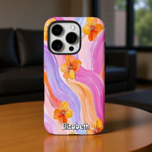 Coques Case-Mate iPhone Fleurs pastel à fleurs orange