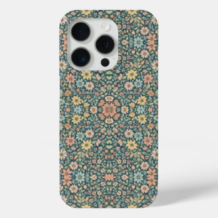 Coque iPhone 15 Pro Fleurs pastel avec un arrière - plan foncé