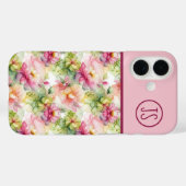 Coques Case-Mate iPhone Fleurs Pastel Illustration d'encre d'alcool Monogr (Verso (horizontal))