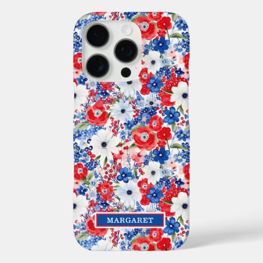 Coques Case-Mate iPhone Fleurs Patriotiques Monogrammées (Verso)