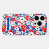 Coques Case-Mate iPhone Fleurs Patriotiques Monogrammées (Verso (horizontal))