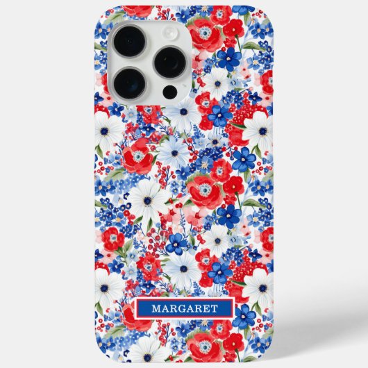 Coques Case-Mate iPhone Fleurs Patriotiques Monogrammées (Verso)