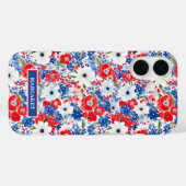 Coques Case-Mate iPhone Fleurs Patriotiques Monogrammées (Verso (horizontal))
