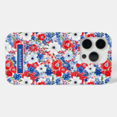Coques Case-Mate iPhone Fleurs Patriotiques Monogrammées (Verso (horizontal))