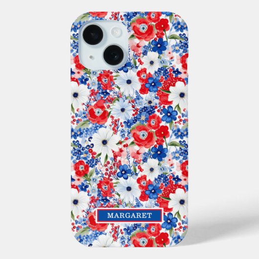 Coques Case-Mate iPhone Fleurs Patriotiques Monogrammées (Verso)