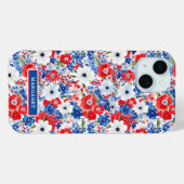 Coques Case-Mate iPhone Fleurs Patriotiques Monogrammées (Verso (horizontal))